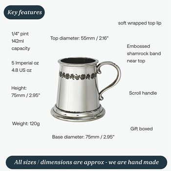 Shamrock Quarter Pint Pewter Baby Mug Shamrock Quarter Pint Pewter Baby Mug