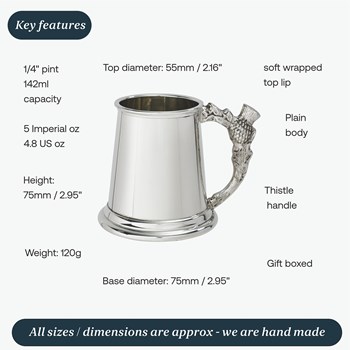 Thistle Handle Quarter Pint Pewter Baby Mug