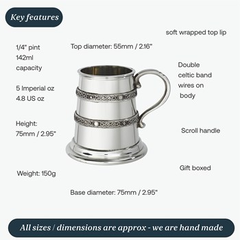 Quarter Pint Double Celtic Bands Pewter Baby Mug
