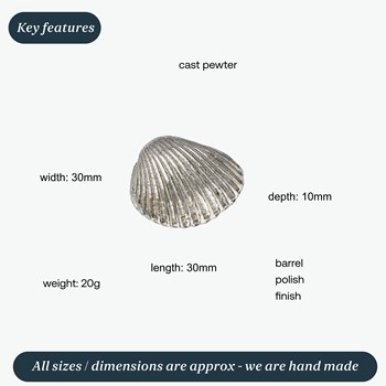 Cast Pewter Small Cockle Shell Ornament Cast Pewter Small Cockle Shell Ornament