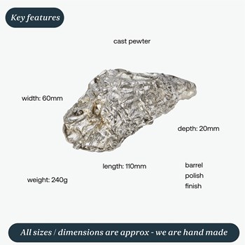 Cast Pewter Oyster Shell Front Ornament