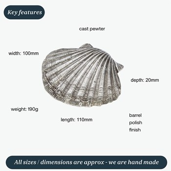 Cast Pewter Scallop Shell Ornament