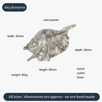 Cast Pewter Spider Conch Shell Ornament