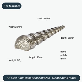 Cast Pewter Long Spiral Shell Ornament