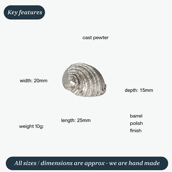 Cast Pewter Flat Spiral Shell Ornament