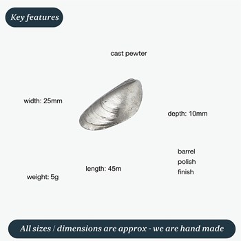 Cast Pewter Mussel Shell Ornament