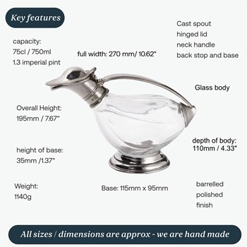 Pewter & glass duck decanter