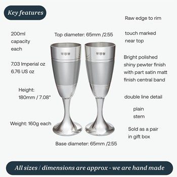 Pair Of Part Satin Pewter Celebration Flutes