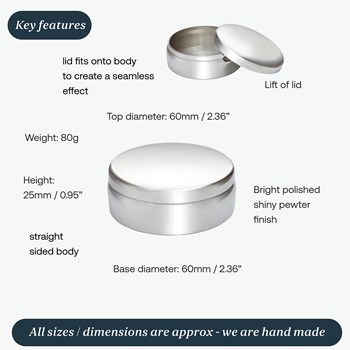 6cm Plain Round Pewter Trinket Box