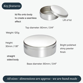 8cm Plain Round Pewter Trinket Box 8cm Plain Round Pewter Trinket Box