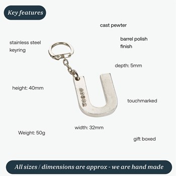 Initial U Touchmarked Pewter Keyring Initial U Touchmarked Pewter Keyring