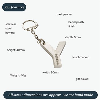 Initial Y Touchmarked Pewter Keyring