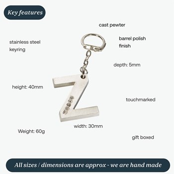 Initial Z Touchmarked Pewter Keyring