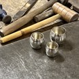 Set Of Three Pewter Barrel Measures Set Of Three Pewter Barrel Measures