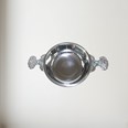 Top View of Birthstone pewter quaich March with Aquamarine Stones