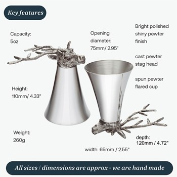 5oz Stag Head Pewter Jigger Cup