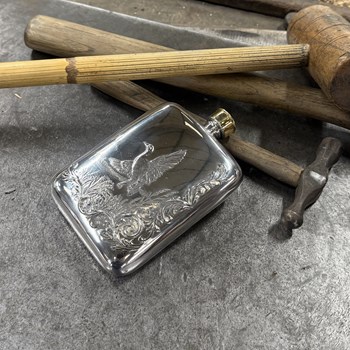 6oz Mallard Embossed Pewter Pocket Flask
