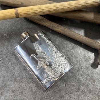 3oz Embossed Mallard Top Pocket Flask