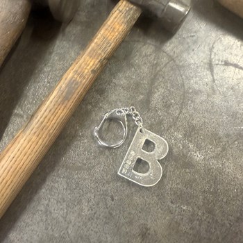 Initial B Touchmarked Pewter Keyring