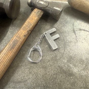 Initial F Touchmarked Pewter Keyring