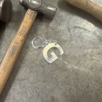 Initial G Touchmarked Pewter Keyring