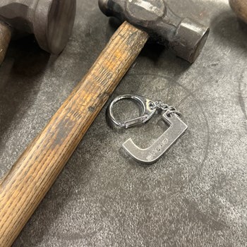 Initial J Touchmarked Pewter Keyring