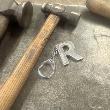 Initial R Touchmarked Pewter Keyring