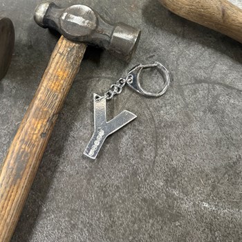 Initial Y Touchmarked Pewter Keyring