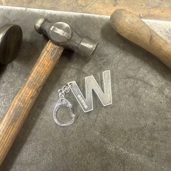 Initial W Touchmarked Pewter Keyring