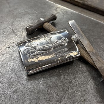 3oz Embossed Golfer Top Pocket Flask