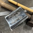 6oz Shooting Scene Pewter Kidney Flask 6oz Shooting Scene Pewter Kidney Flask