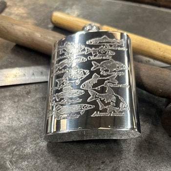 6oz Pewter Fish Kidney Hip Flask