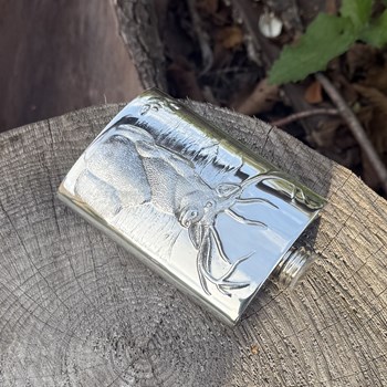 3oz Embossed Monarch of the Glen Top Pocket Flask