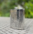 6oz Cricket Scene Pewter Kidney Hip Flask 6oz Cricket Scene Pewter Kidney Hip Flask