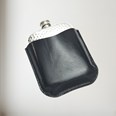  Black Leather Pouch to fit 6oz pocket flasks  with flask