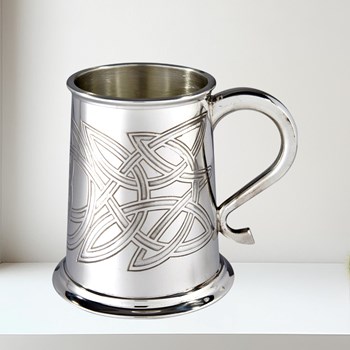 Skye celtic embossed pewter tankard