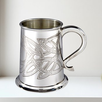 Skye celtic embossed pewter tankard