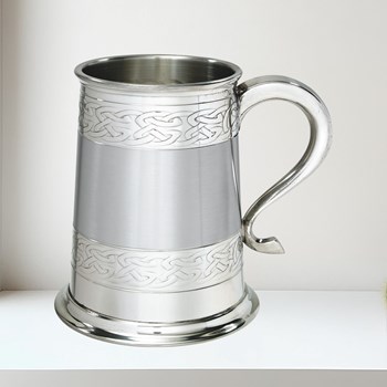 Embossed Celtic Bands One Pint Pewter Tankard Embossed celtic bands 1 pint pewter tankard