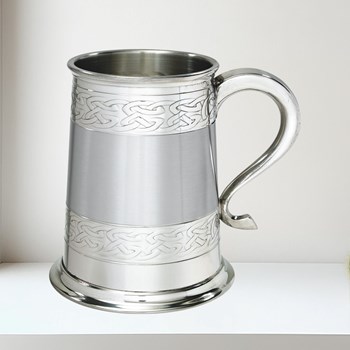 Embossed Celtic Bands One Pint Pewter Tankard Embossed celtic bands 1 pint pewter tankard