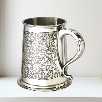 Celtic Spirals One Pint Pewter Tankard Celtic spirals 1pt Pewter tankard