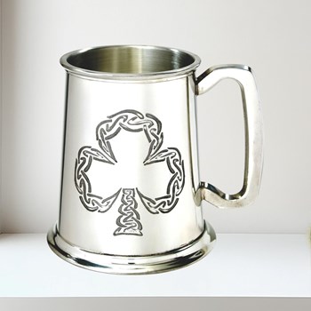 Shamrock One Pint Pewter Tankard shamrock embossed pewter tankard