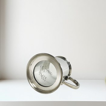 All Gone Etched Glass Base Pewter Baby Mug