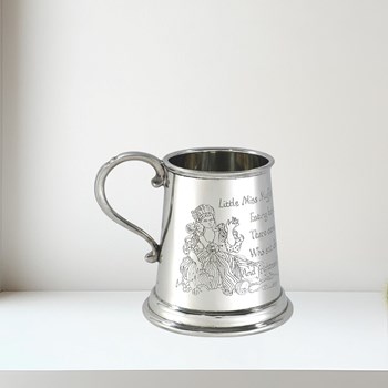 Little Miss Muffet Quarter Pint Pewter Baby Mug Little Miss Muffet quarter pint pewter Baby Mug