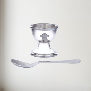 Humpty Dumpty Pewter Egg Cup and Spoon
