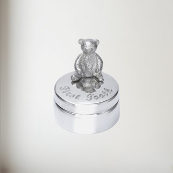 First Tooth Teddy Pewter Trinket Box