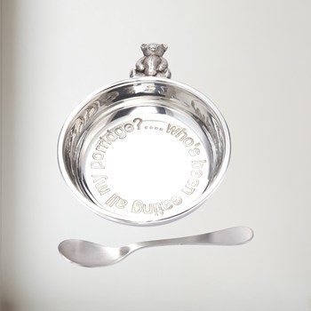 Pewter Teddy bear "Whos Been Eating All My Porridge" Porringer Pewter Teddy bear "Whos Been Eating All My Porridge" Porringer