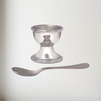 Teddy Pewter Egg Cup And Spoon