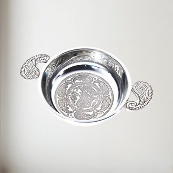 Large Paisley pewter Quaich
