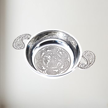 Large Paisley pewter Quaich