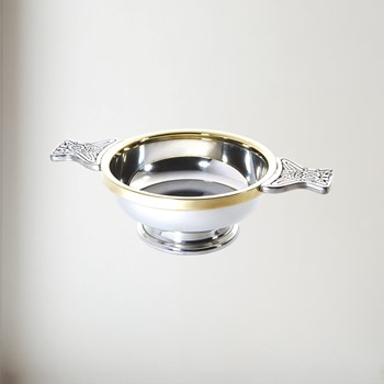 Large Brass Rim Pewter Quaich